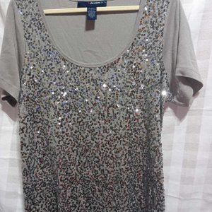 Gray sequin top size Large